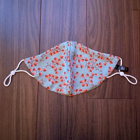 Adorable Silky Reusable Fashion Face Mask - Floral Teal - Picture 3 of 3